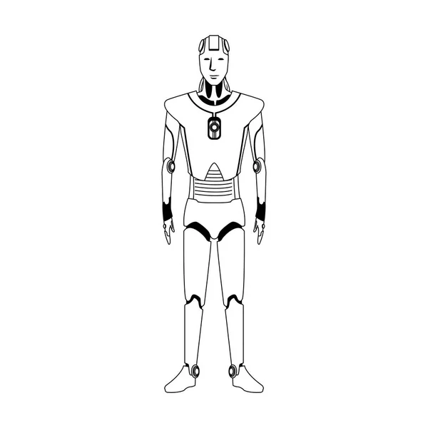 Robot de pie icono, diseño plano — Vector de stock