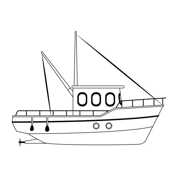 Icono del barco de pesca, diseño plano — Vector de stock