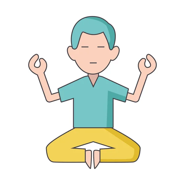 Man meditatie icoon, kleurrijk ontwerp — Stockvector