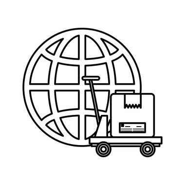 Kutu karton ve küre gezegenli araba.