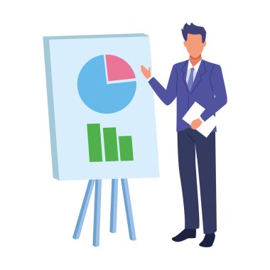 avatar işadamı rapor grafik tahtası gösteriyor