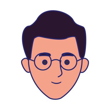 gözlüklü çizgi film adamı, düz tasarım