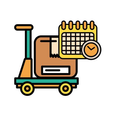 Kutu karton posta servisi olan el arabası