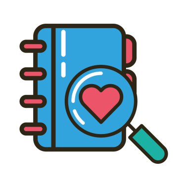 Sevgililer Günü 'nüz kutlu olsun. Kalpli ve günlüklü büyüteç.