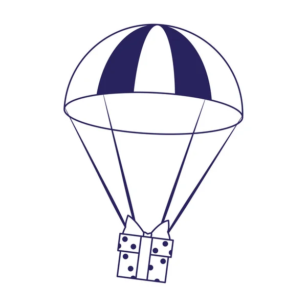 Parachute avec icône boîte cadeau — Image vectorielle