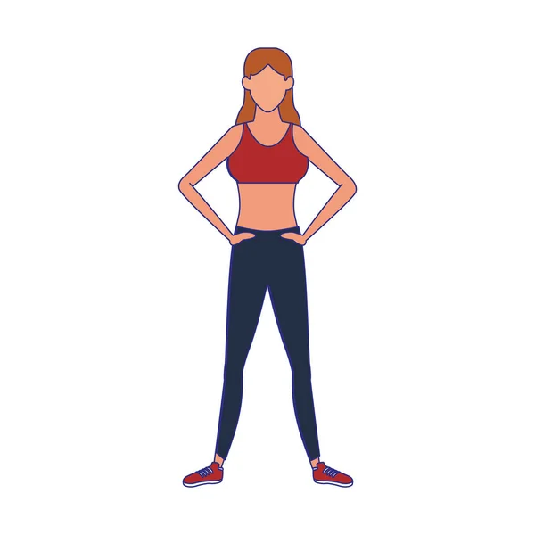 Femme avec icône de vêtements de sport — Image vectorielle