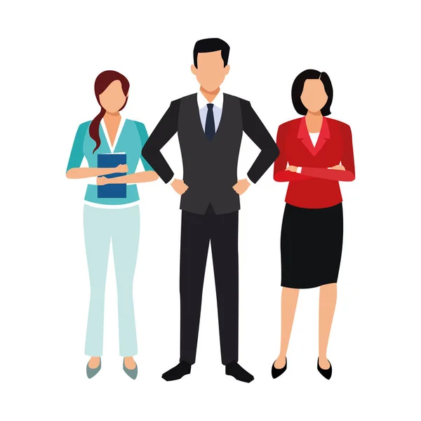 Avatar femmes d'affaires et homme d'affaires debout icône — Image vectorielle
