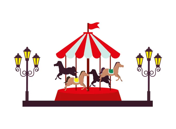 Carrousel park attraction isolated icon — Stock Vector