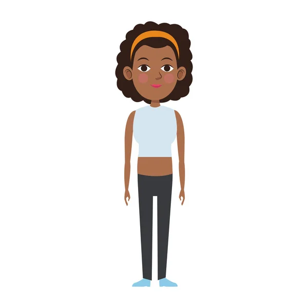 Cool afro vrouw staande pictogram — Stockvector