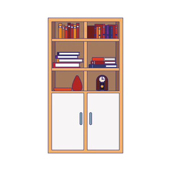 Bücherregal mit Schränken und dekorativen Ornamenten — Stockvektor