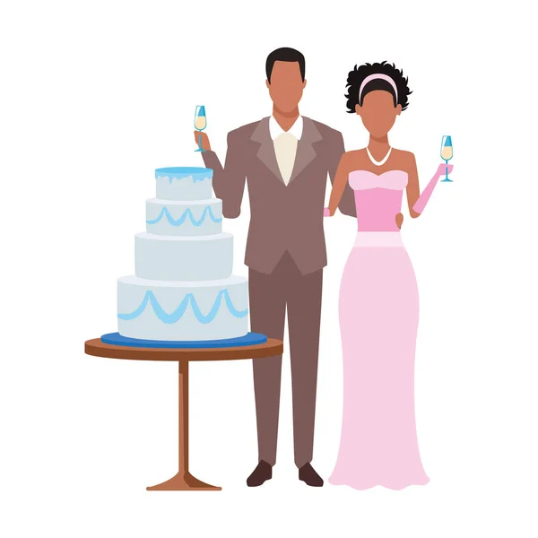 Małżeństwo i ikona tortu weselnego — Wektor stockowy
