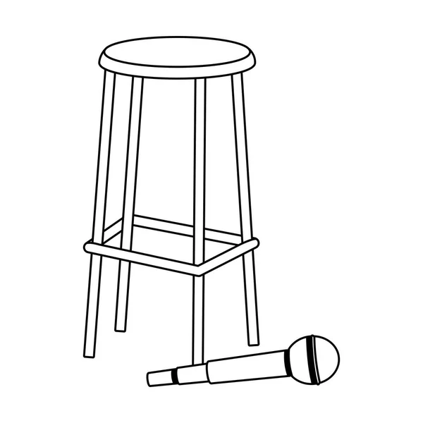 Mikrofon i stołek barowy, płaska konstrukcja — Wektor stockowy