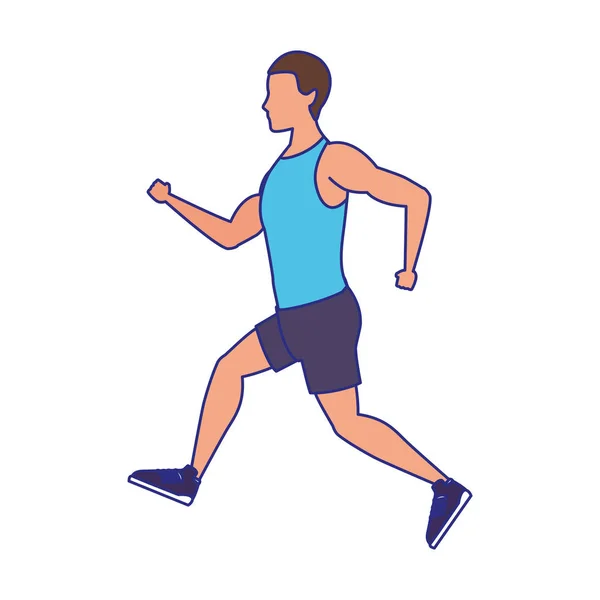 Avatar fitness man running icon — ストックベクタ