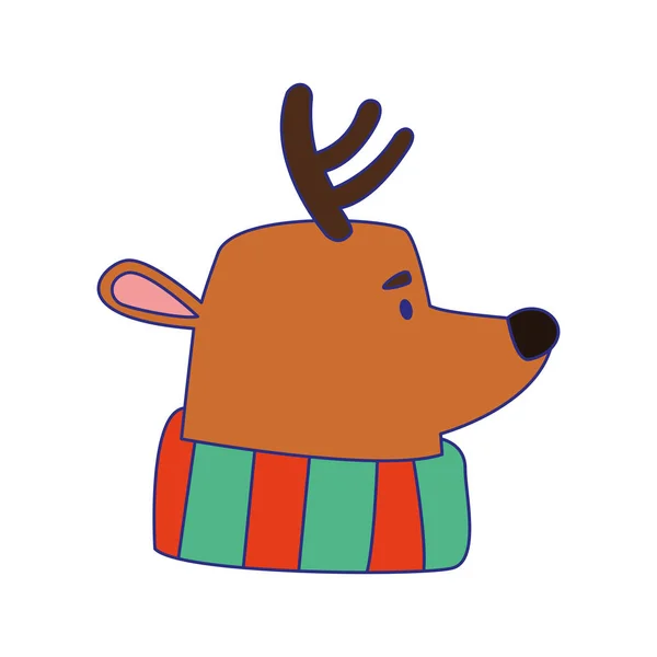 Kreskówki Boże Narodzenie jeleń z szalikiem — Wektor stockowy