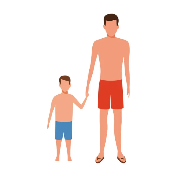 Avatar father and son with swimsuit — 스톡 벡터