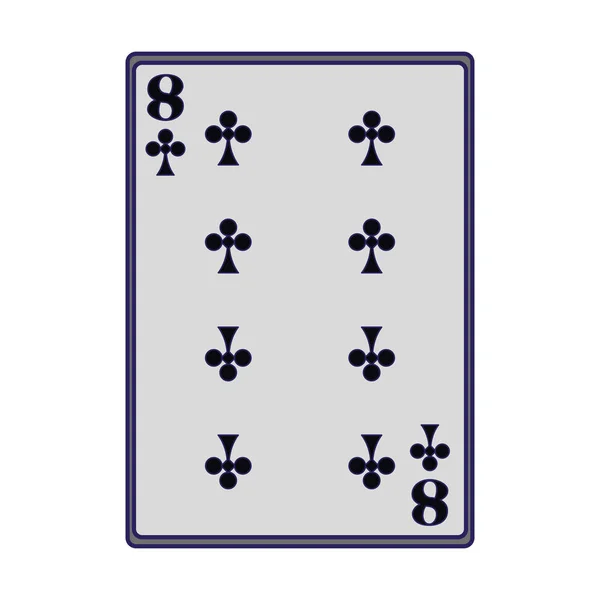 Acht van club kaart pictogram, plat ontwerp — Stockvector