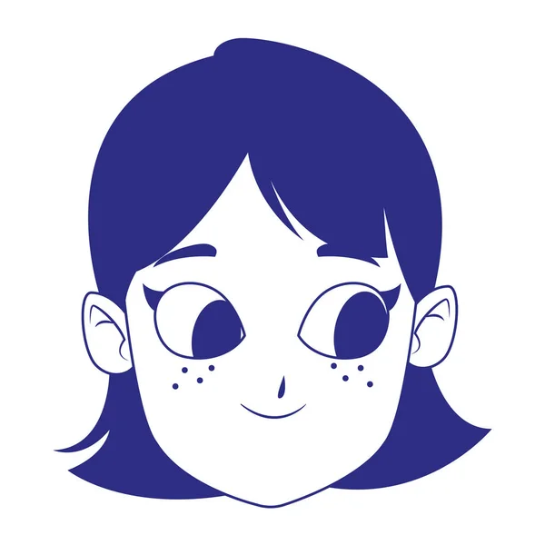 Cute woman face icon, flat design — ストックベクタ