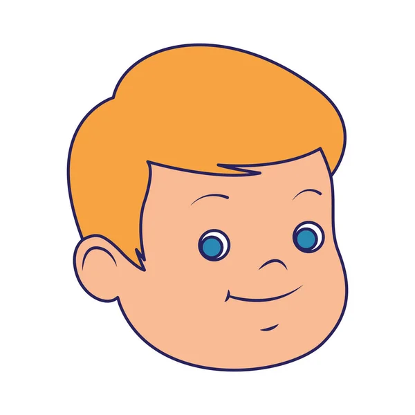 Икона лица мальчика мультфильма, плоский дизайн — стоковый вектор