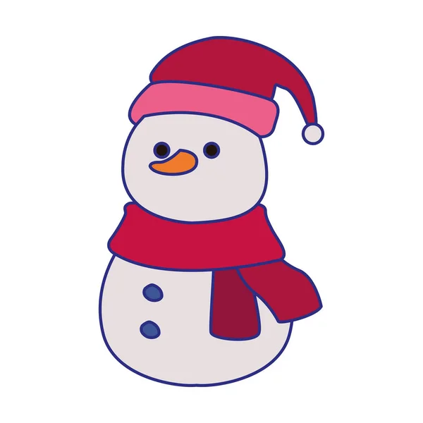 Natale pupazzo di neve icona, design piatto — Vettoriale Stock