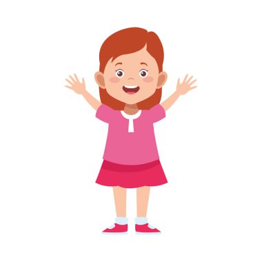 Etek giyen tatlı kız, renkli tasarım.