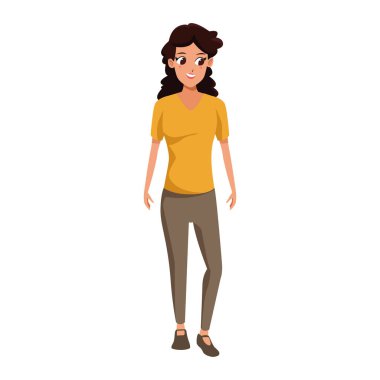 Yetişkin kadın ayakta ikon, düz tasarım