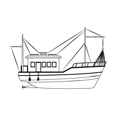 balıkçı teknesi simgesi, düz tasarım