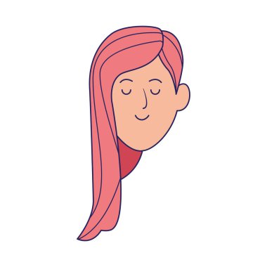 Sevimli kadın yüzü simgesi, düz tasarım