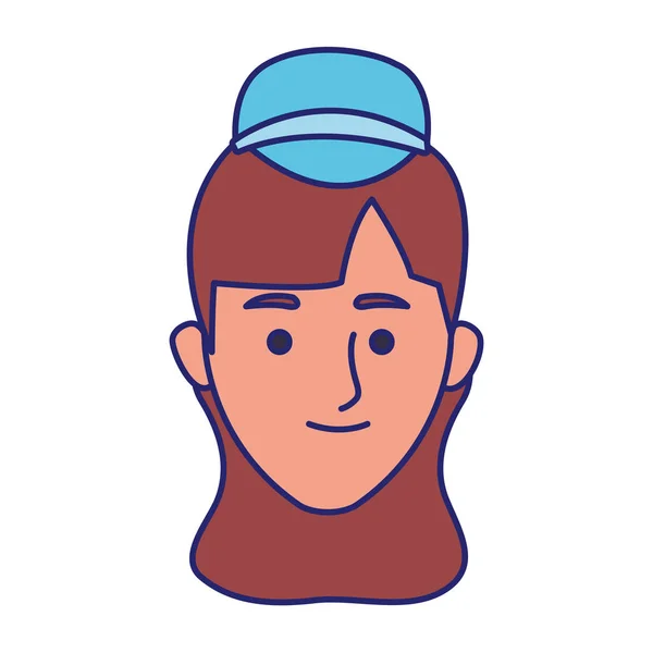 Cartoon vrouw gezicht pictogram — Stockvector