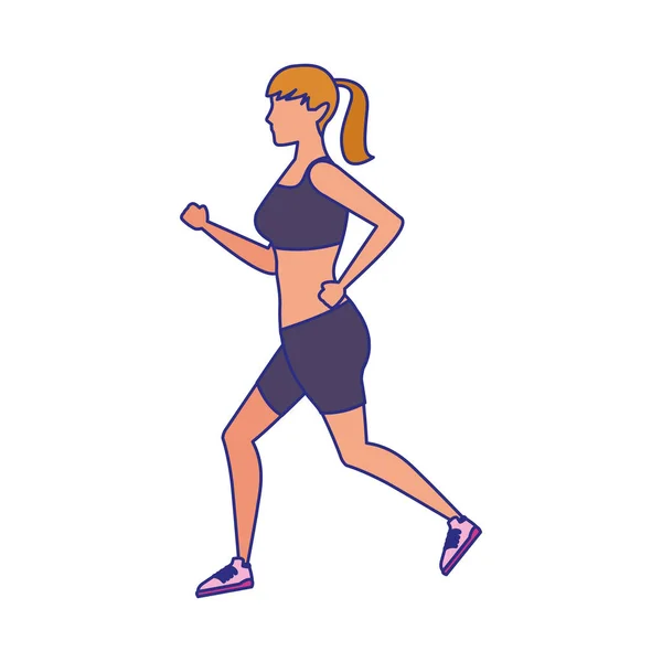 Avatar fitness woman running icon — Stock Vector