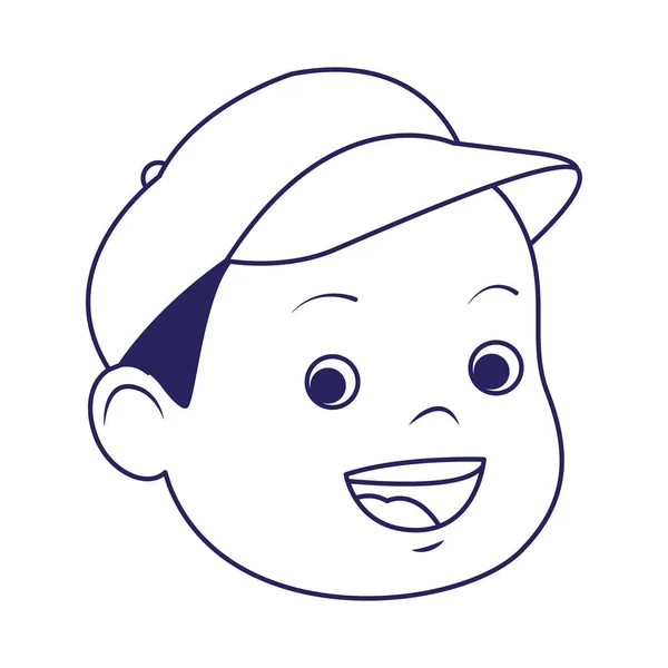 Мультяшний хлопчик в іконі шапки, плоский дизайн — стоковий вектор