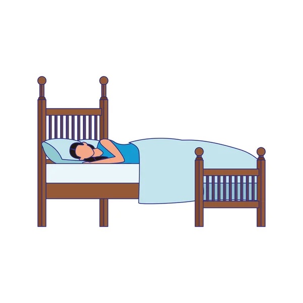 Avatar mujer durmiendo en la cama icono — Vector de stock
