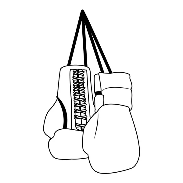 Luvas de boxe pendurado ícone, design plano — Vetor de Stock