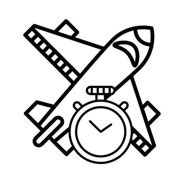 Airplane flying travel with chronometer — Stock Vector