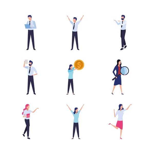 Avatar business people icon set — Stock Vector