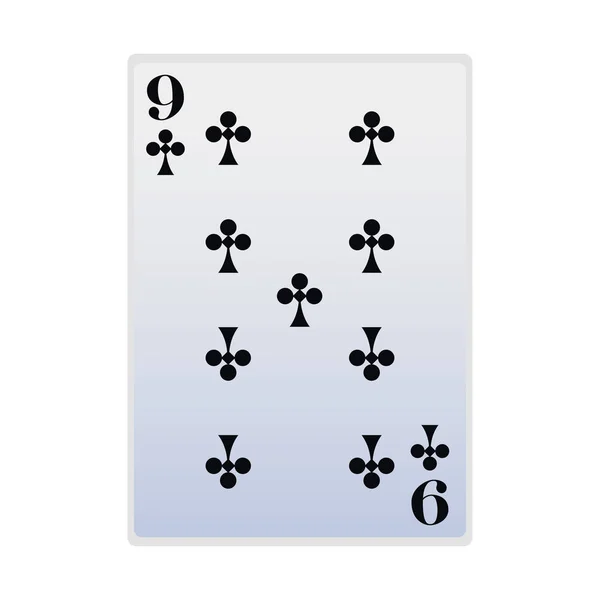 Neun der Clubkarte Symbol, flaches Design — Stockvektor