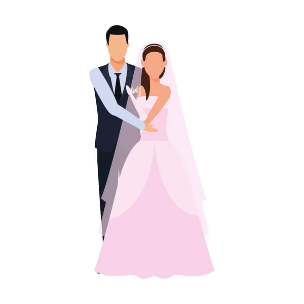 Avatar elegante novio y novia icono — Vector de stock