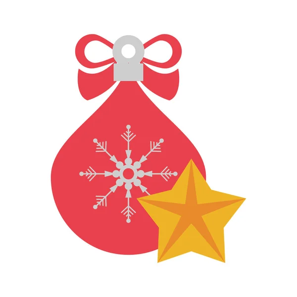 Feliz navidad santa claus bolso con copo de nieve — Vector de stock