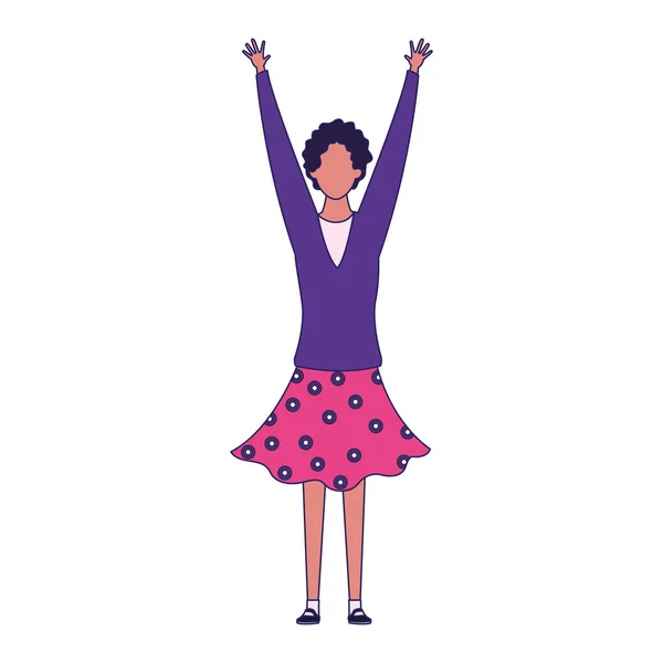 Woman standing with arms up icon, flat design — Stock Vector
