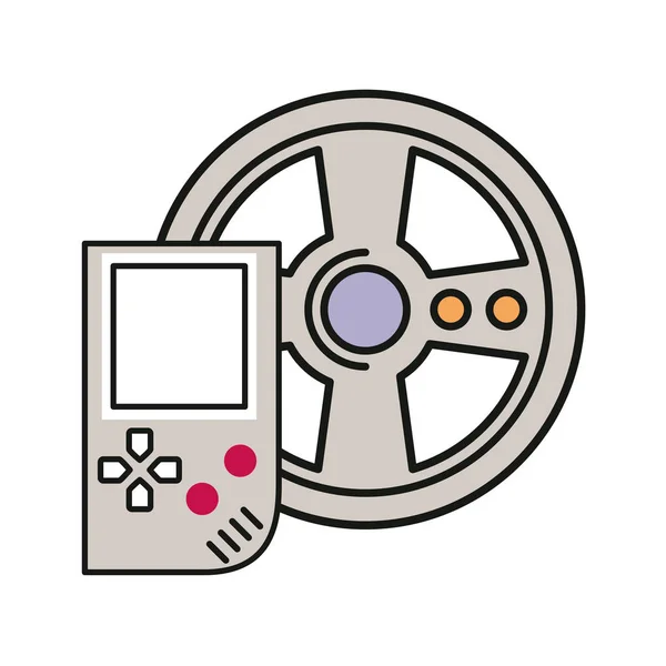 Videospel bärbar med bil hjul — Stock vektor