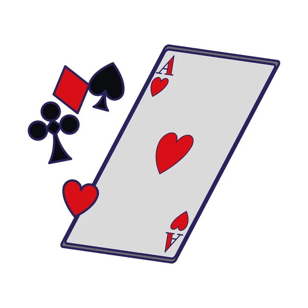 Playing cards symbols and ace of heart card icon, flat design — 스톡 벡터