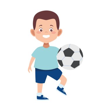 Futbol topuyla oynuyor çizgi film çocuk