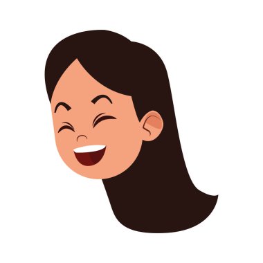 Çizgi film kadın yüzü gülüşü, düz tasarım