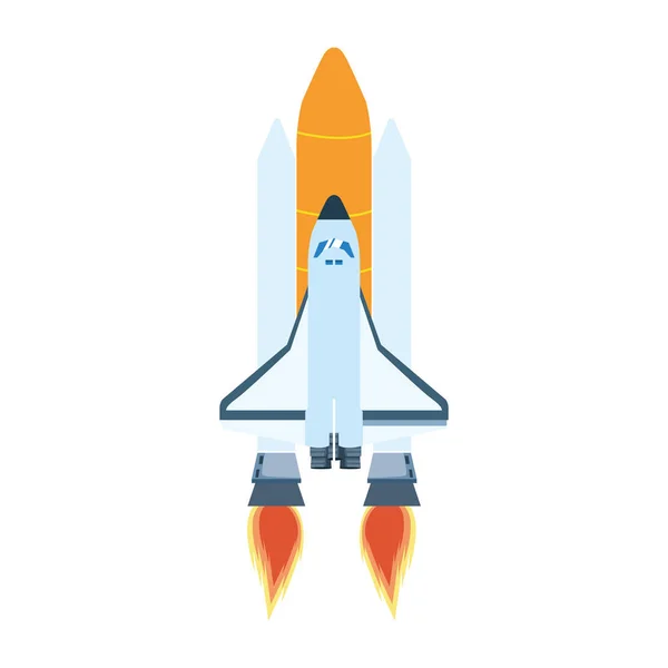 Nave espacial icono de lanzamiento, diseño colorido — Vector de stock