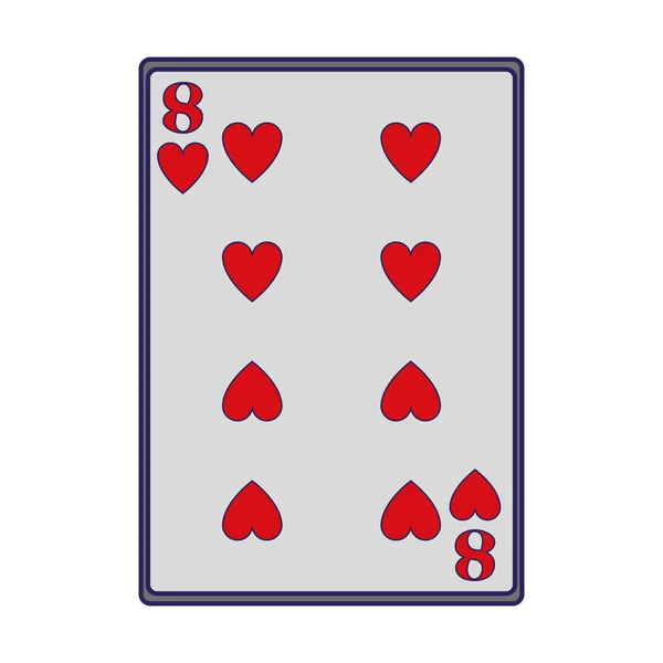Ocho de los corazones icono de la tarjeta, diseño plano — Vector de stock