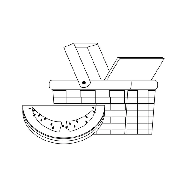 Korg och vattenmelon ikon — Stock vektor