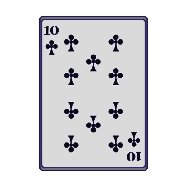 Ten of club card icon, flat design — 스톡 벡터