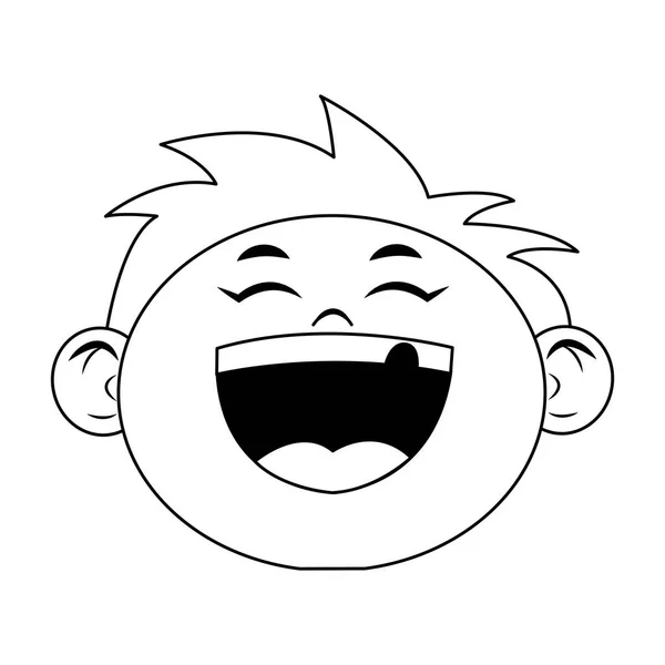 Desenho animado menino rindo ícone isolado —  Vetores de Stock