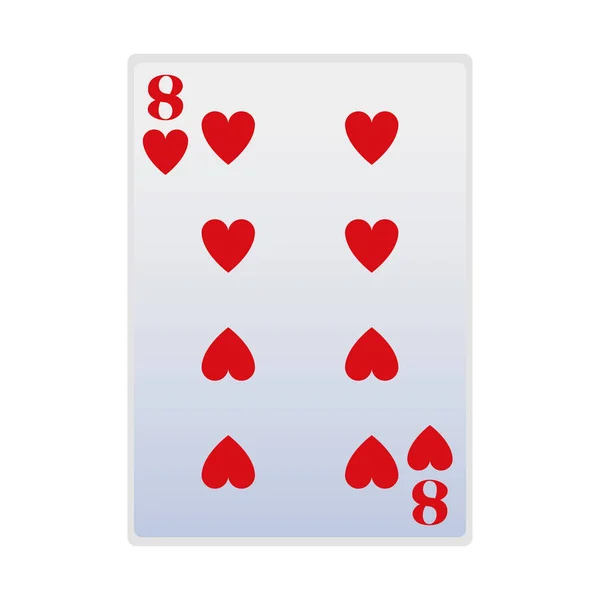 Eight of hearts card icon, flat design — 스톡 벡터