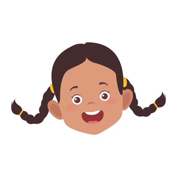 Cartoon kleines Mädchen mit Haarschwänzen — Stockvektor
