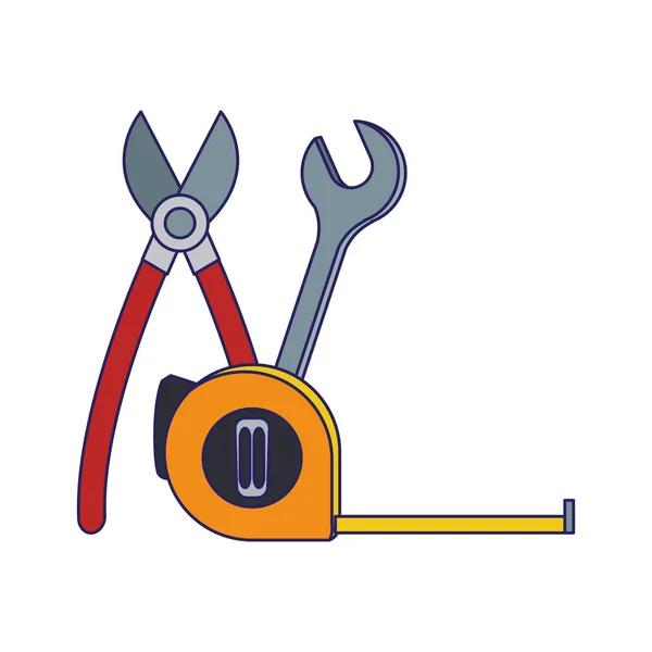Alicate com chave e medidor de mão, design colorido —  Vetores de Stock